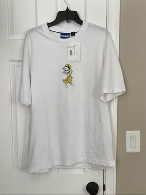 HUGO White Crewneck Tee with Duck